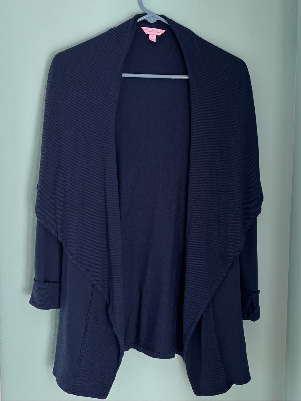 Lilly Pulitzer Navy Open-Front Draped Cardigan